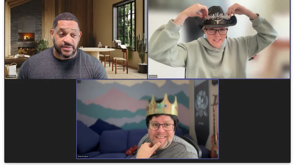 Virtual weekly sync with Tre Stewart and teammates in a video meeting grid